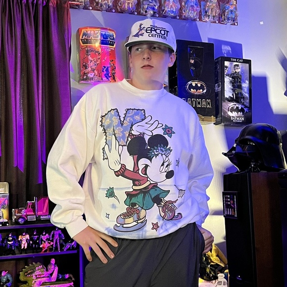 VTG Disney Unlimited Jerry Leigh Minnie Mouse Ice Skating Sweatshirt XL - Picture 1 of 11
